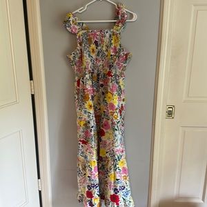 THML smocked flutter sleeve maxi dress